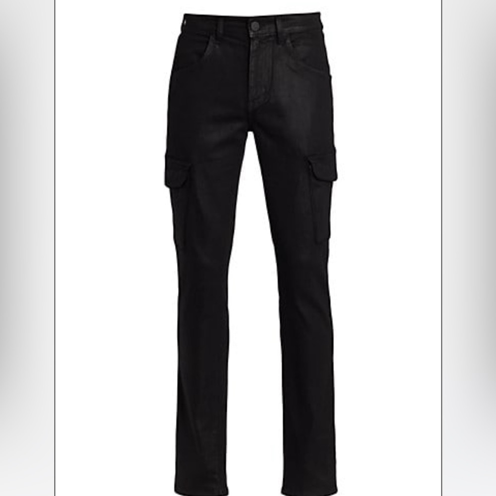 Monfrère Preston Coated Skinny Cargo Jeans Black Sz 34